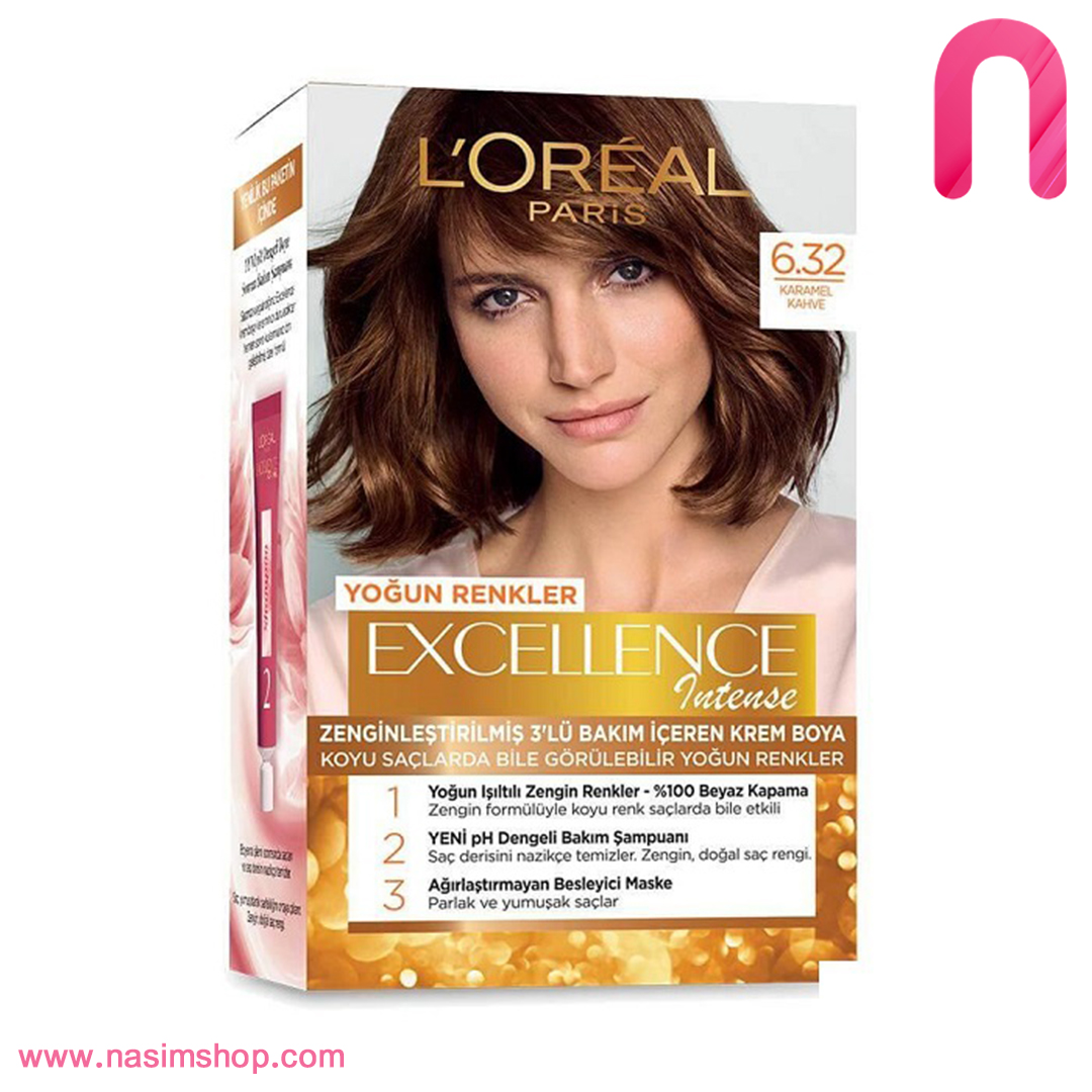 کیت-رنگ-مو-لورآل-مدل-Excellence-Intense-شماره-6.32-قهوه-ای-کاراملی کیت رنگ مو لورآل مدل Excellence Intense شماره 6.32 قهوه ای کاراملی - Image 1