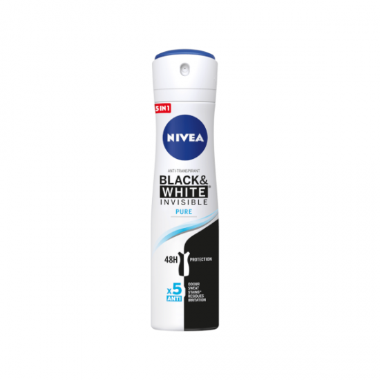 Invisible Pure-550x550 اسپری ضد تعریق نیوا NIVEA زنانه مدل BLACK WHITE INVISIBLE PURE حجم 200 میل - Image 1