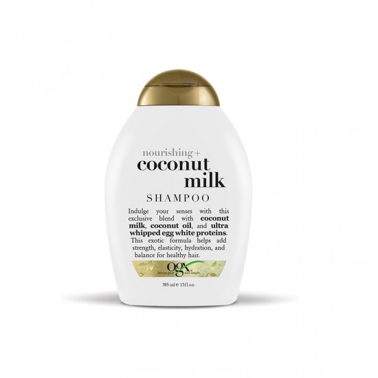 OGX-NOURISHING-COCONUT-MILK-SHAMPOO-385ml-2-550x550h شامپو او جی ایکس بدون سولفات تغذیه کننده شیر نارگیل OGX حجم 385 میل - Image 1