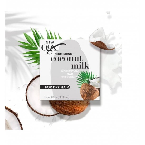 Ogx-Coconut-Milk-Shampoo-Bar-550x550h شامپو جامد او جی ایکس OGX مرطوب کننده شیر نارگیل مدل NOURISHING + COCONUT MILK وزن 80 گرم - Image 1