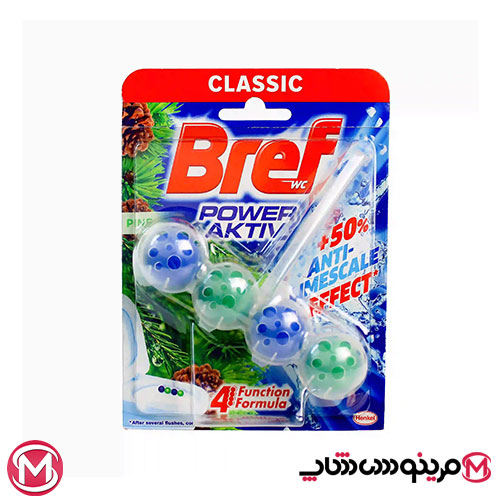 Toilet-deodorizing-tablets-with-the-scent-of-snow-pine-4-balls خوشبو کننده و ضدعفونی کننده توپی BREF برف کاج مخصوص توالت فرنگی4تایی - Image 1