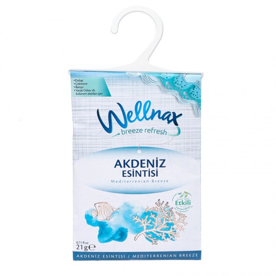 Wellnax Akdeniz Esitisi-550x550 خوشبو کننده کمد لباس، حوله و رخت خواب ولناکس WELLNAX اسانس مدیترانه ای وزن 21 گرم - Image 1