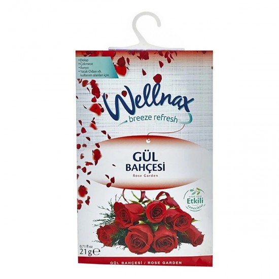 Wellnax Gul Bahcesi-550x550 خوشبو کننده کمد لباس، حوله و رخت خواب ولناکس WELLNAX اسانس رز قرمز وزن 21 گرم - Image 1