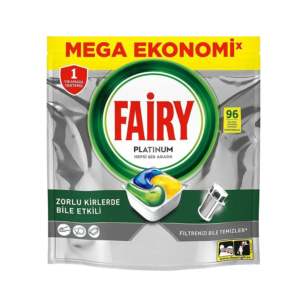 fairy-platinum-dishwasher-tablets-96 قرص ماشین ظرفشویی فیری پلاتینیوم با رایحه لیمو بسته 96 عددی - Image 1