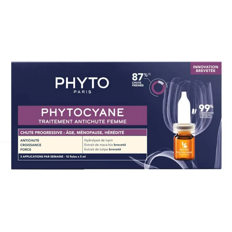 phyto-phytocyane-progressive-anti-hair-loss-treatment-masokala.com_ سرم ضد ریزش مو زنانه فیتو Phyto بسته 12 عددی - Image 1