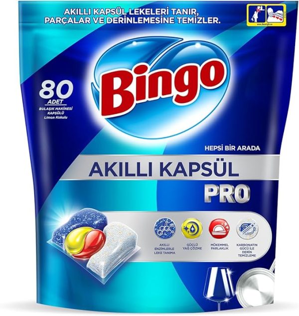 71UoWZRYIL._AC_SX679_-600x633 قرص ماشین ظرفشویی بینگو مدل پرو بسته 80عددی Bingo Smart Capsule Pro 80s - Image 1
