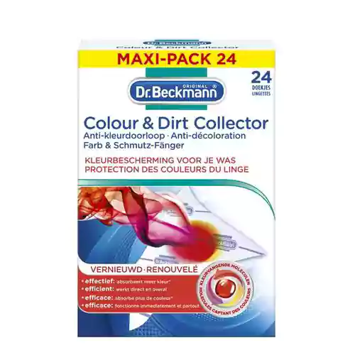 BECKMANN-ANTI-KLEURDOORLOOP-DOEKJES-24-ST دستمال محافظ رنگ ماشین لباسشویی آلمانی دکتر بکمن Dr. Beckmann Colour & Dirt Collector تثبیت کننده رنگ لباس 24 عددی - Image 1