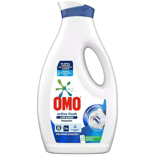 مخصوص-لباسهای-سفید مایع لباسشویی اومو اکتیو Omo Active Fresh Detergent مخصوص لباسهای سفید 26 بار شستشو 1690 میل - Image 1