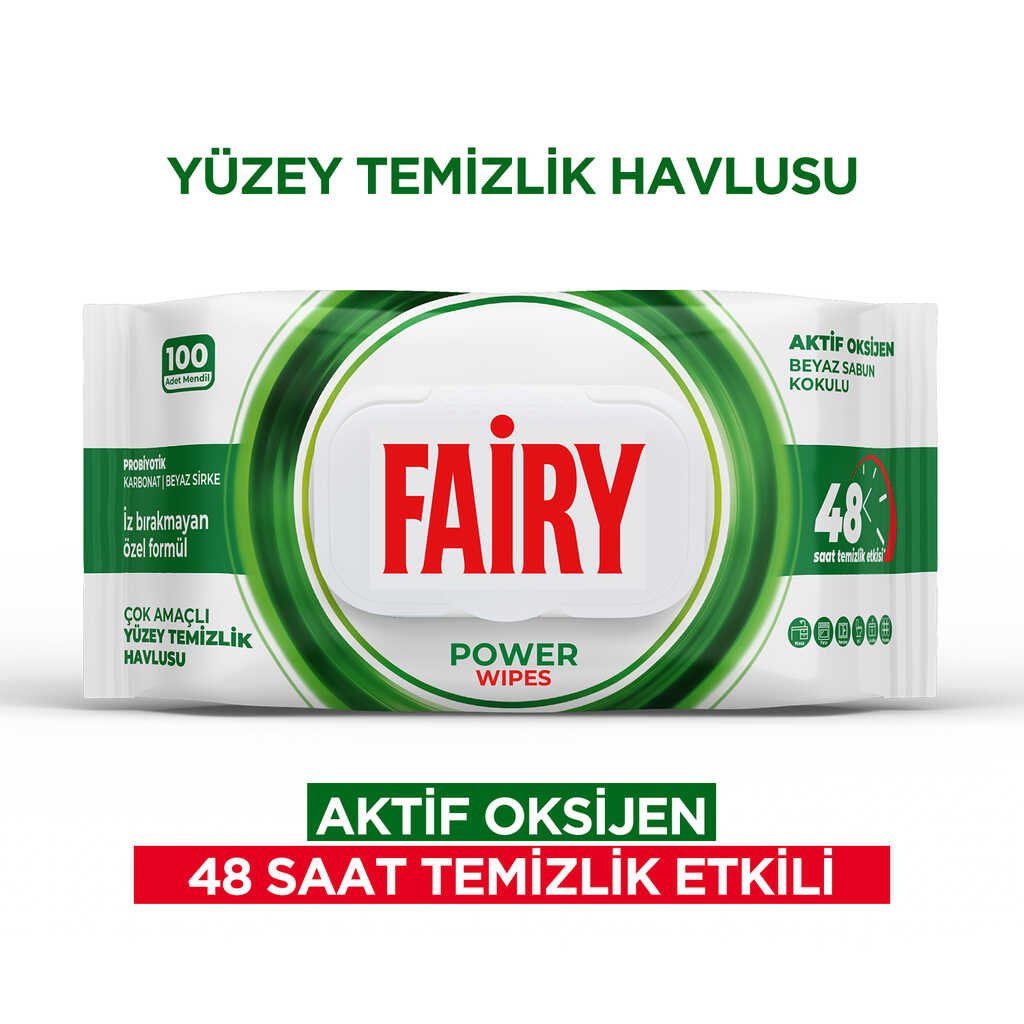 6 دستمال مرطوب چند منظوره سطوح فیری Fairy رایحه صابون سفید بسته 100 عددی - Image 1