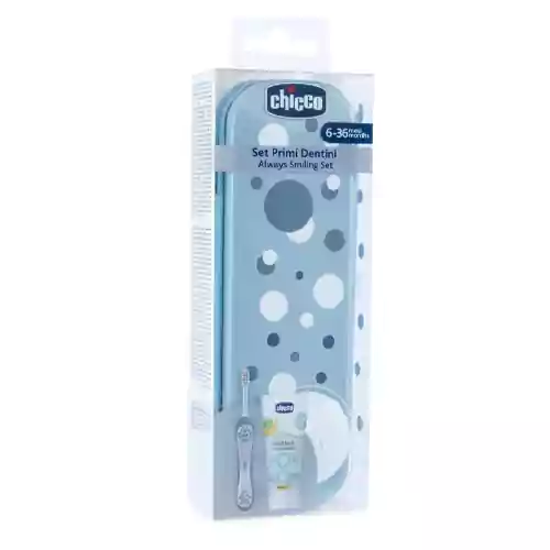 11 ست مسواک و خمیر دندان ایتالیایی کودک چیکو Blue Colore Dentini Primi Set Chicco رنگ آبی مناسب 6 تا 36 ماه - Image 1