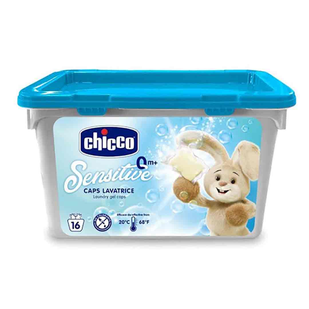 11 قرص ماشین لباسشویی ایتالیایی چیکو Sensitive Chicco برای کودک حاوی آلوئه ورا 16 عددی - Image 1
