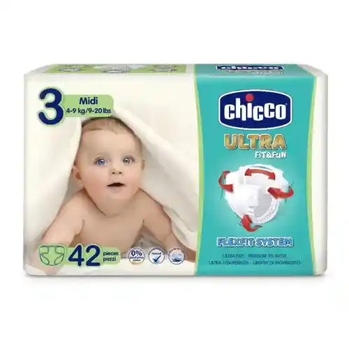 2 پوشک بچه ایتالیایی چیکو الترا Fun & Fit Ultra Chicco سایز ۳ – بسته 42 عددی - Image 1