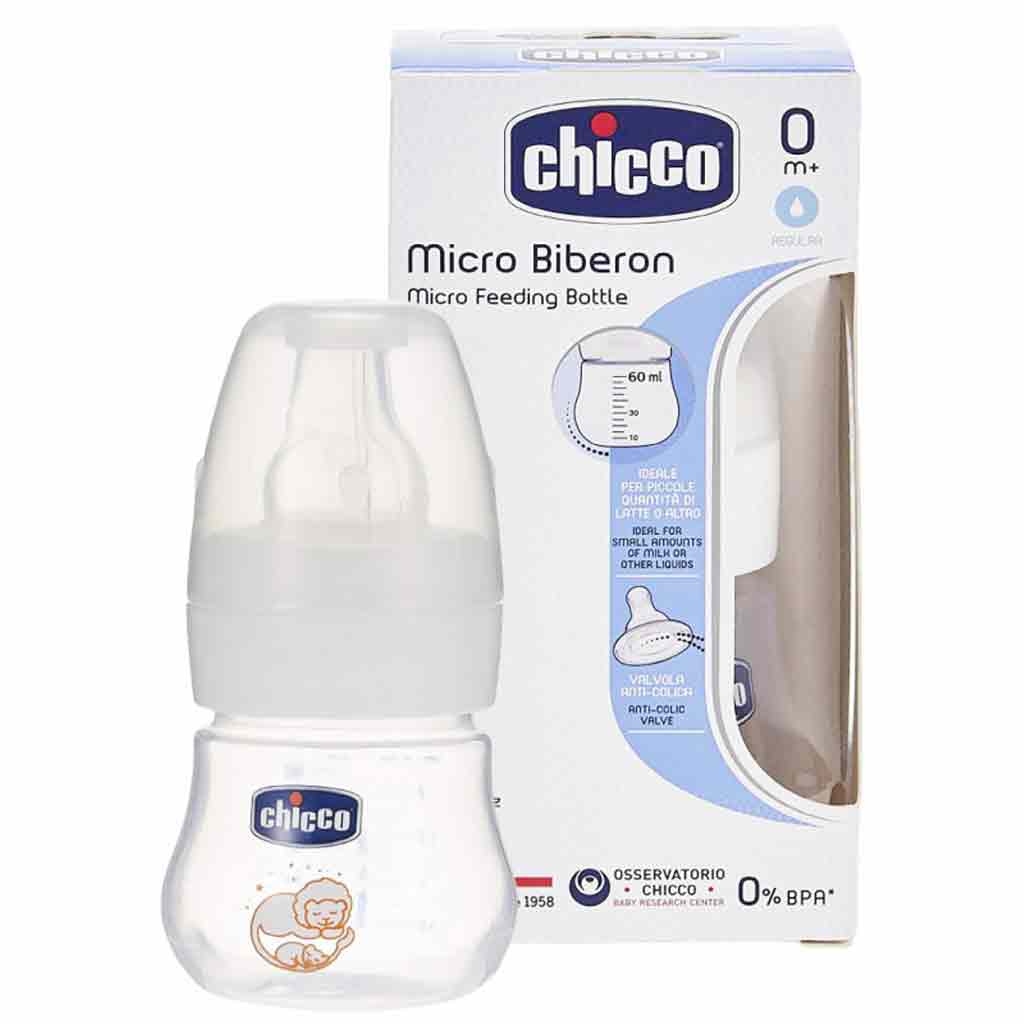 20 شیشه شیر ایتالیایی چیکو Biberon Micro Chicco میکرو بیبرون 60 میل - Image 1