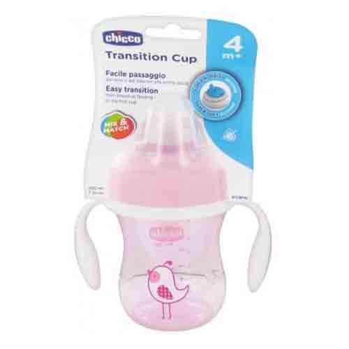 23 شیشه شیر ایتالیایی چیکو Cup Transition Chicco مناسب 4 ماه به باال 200 میل - Image 1