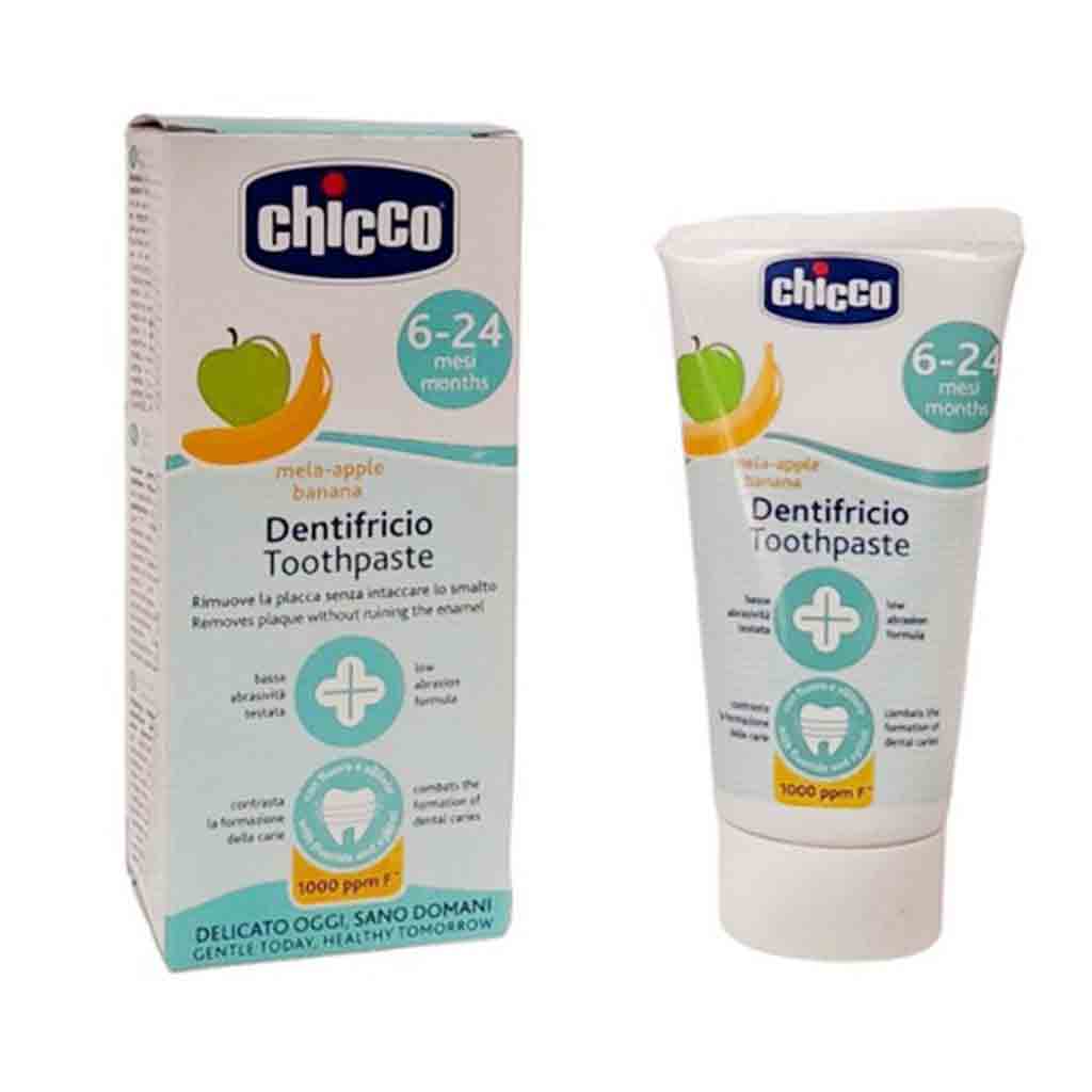 3 خمیر دندان کودک ایتالیایی چیکو Banana & Apple Chicco با طعم سیب و موز مناسب 6 تا 24 ماه 50 میل - Image 1